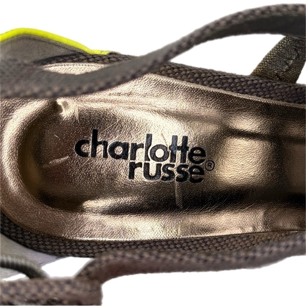 Charlotte Russe | FINDER Grey and Neon Yellow Platform Wedge Sandals - Picture 8 of 12